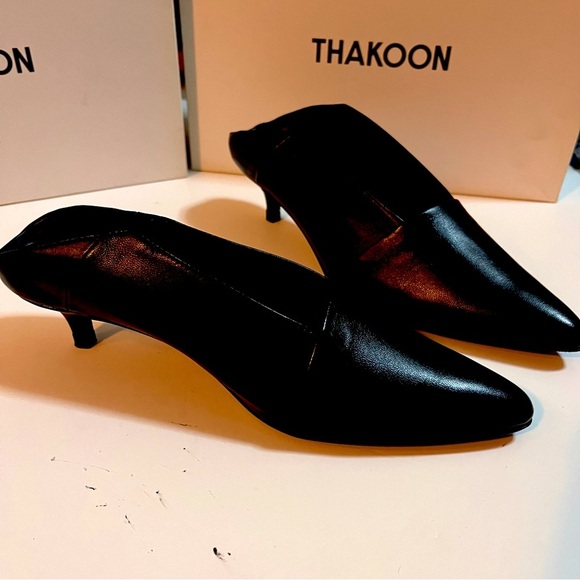 THAKOON BY NAADAM KITTEN HEEL LEATHER MULES SIZE 39 EU 7 US Y2K STYLE MOBWIFE - Picture 12 of 13